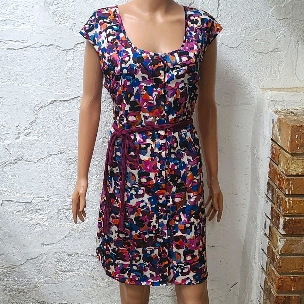 Bar III cap sleeves button up dress